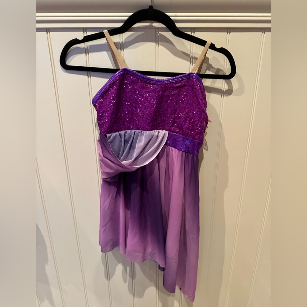 A WISH COME TRUE Size Large Child Purple with Sequins Dance Dress